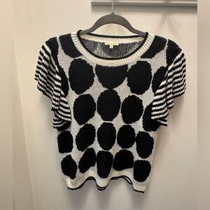 Black and White Polka Dot Knit Top size small